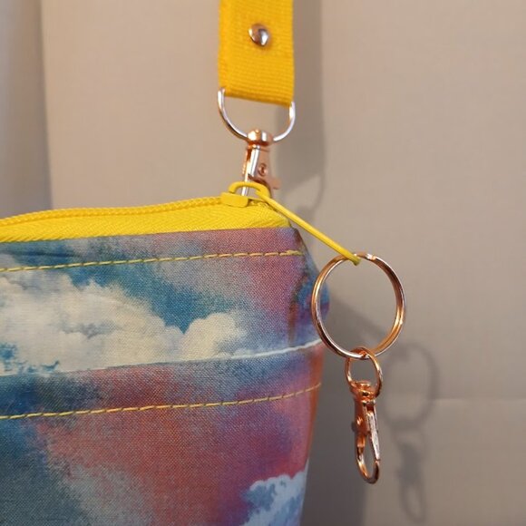 New Rainbow Clouds Sky print Crossbody Purse Bag Small Blue Pink Yellow Green - Picture 7 of 13
